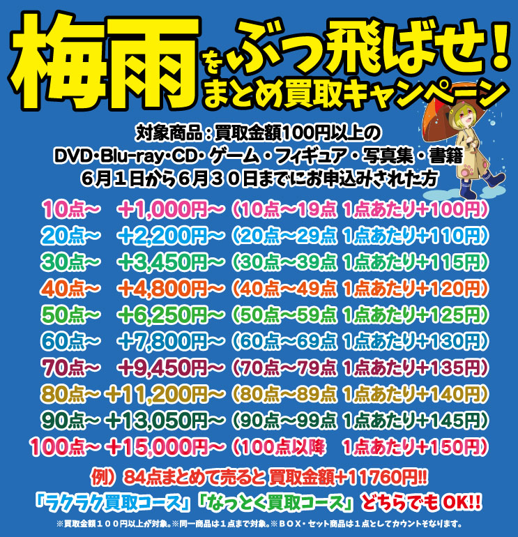 梅雨をぶっ飛ばせ!まとめ買取キャンペーン
